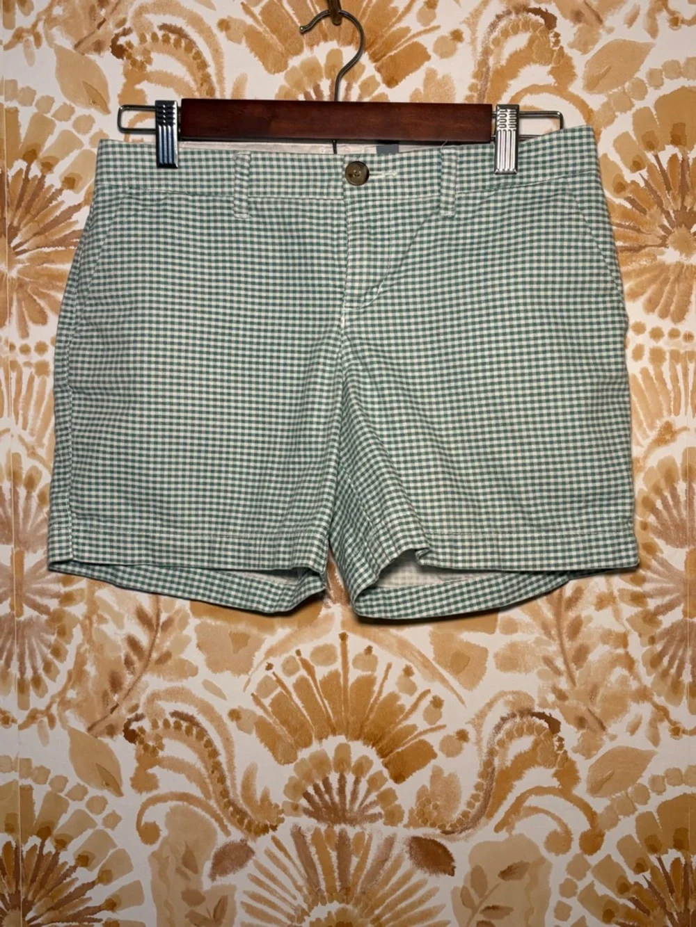 Green Gingham High Waisted Shorts | Preppy Coastal Summer  Size 0 - Picture 2 of 6